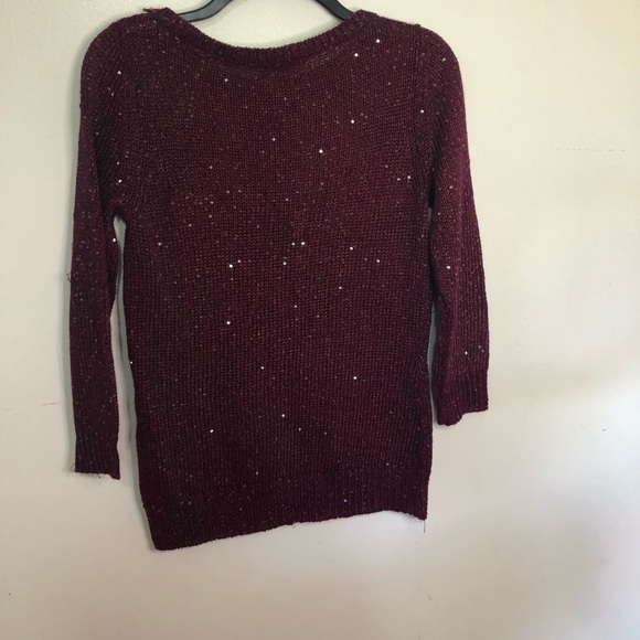 Chaps Red Wine Sparkle Knit Sweater – Size S, Festive & Cozy - Picture 5 of 7